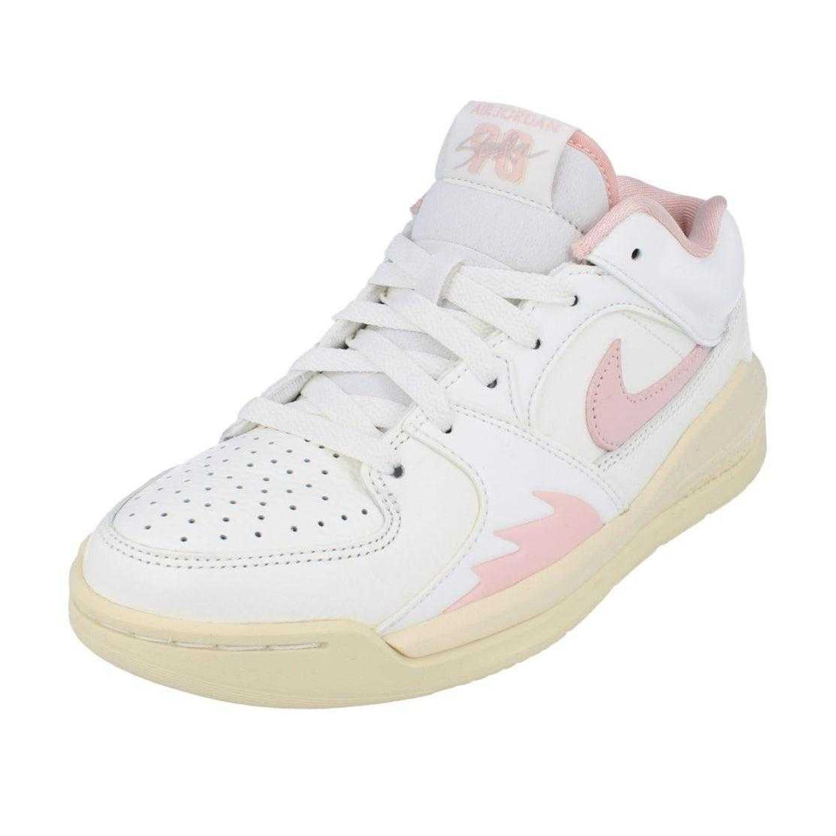 White-Pink - Side - Nike Womens-Ladies Jordan Stadium 90 Leather Trainers