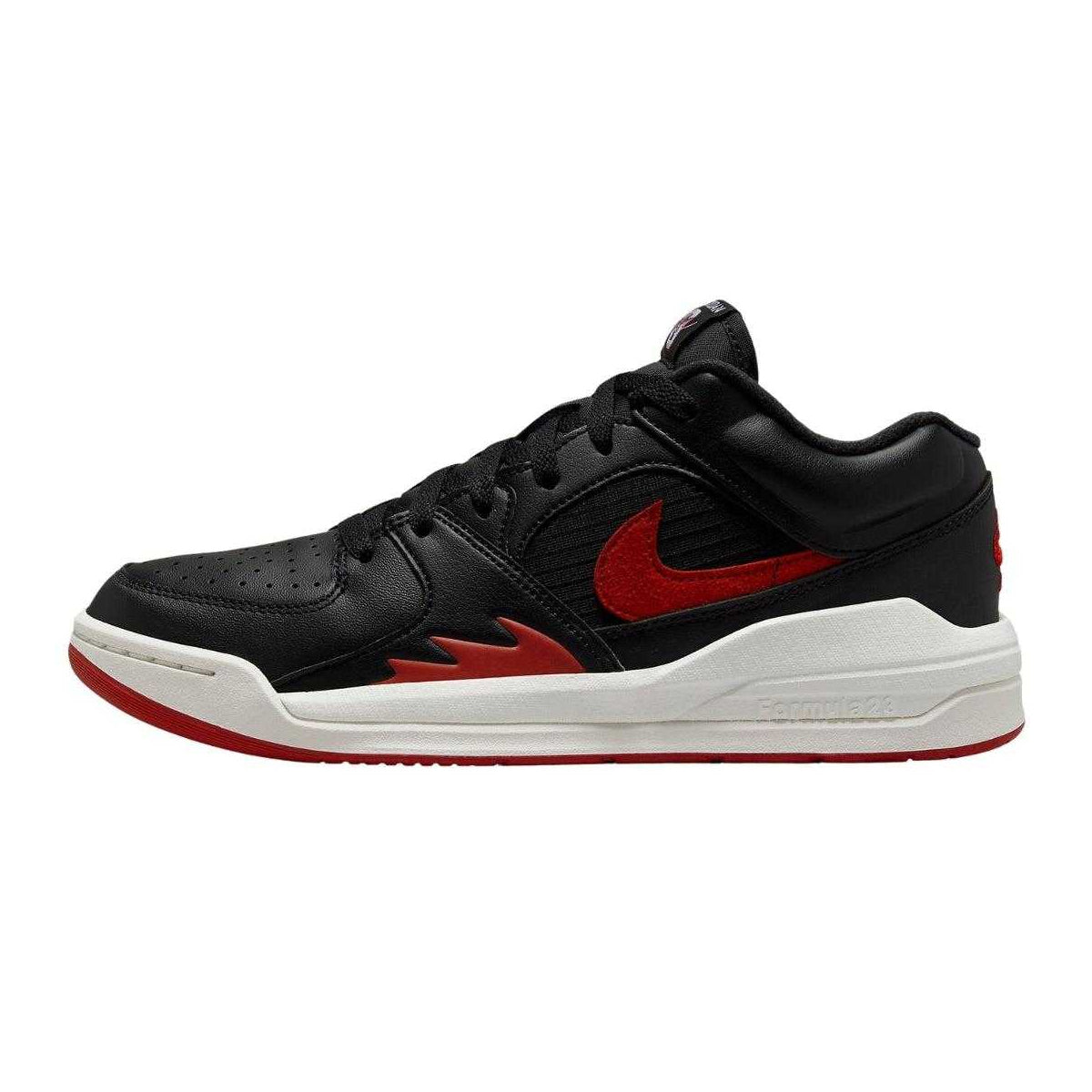 Black-Red - Side - Nike Womens-Ladies Jordan Stadium 90 Swoosh Leather Trainers