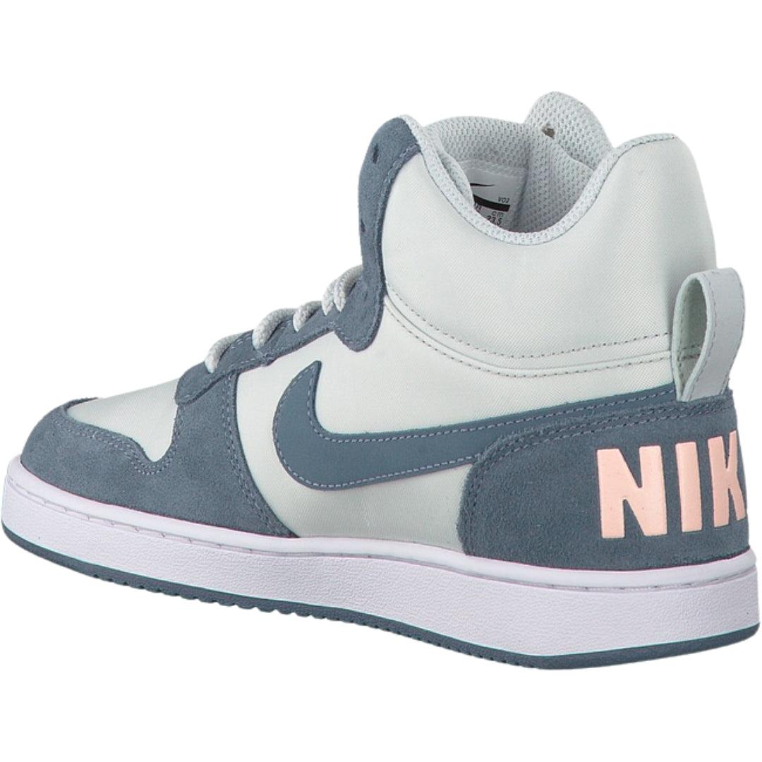 White-Blue - Front - Nike Womens-Ladies Court Borough Premium Leather Mid Cut Trainers