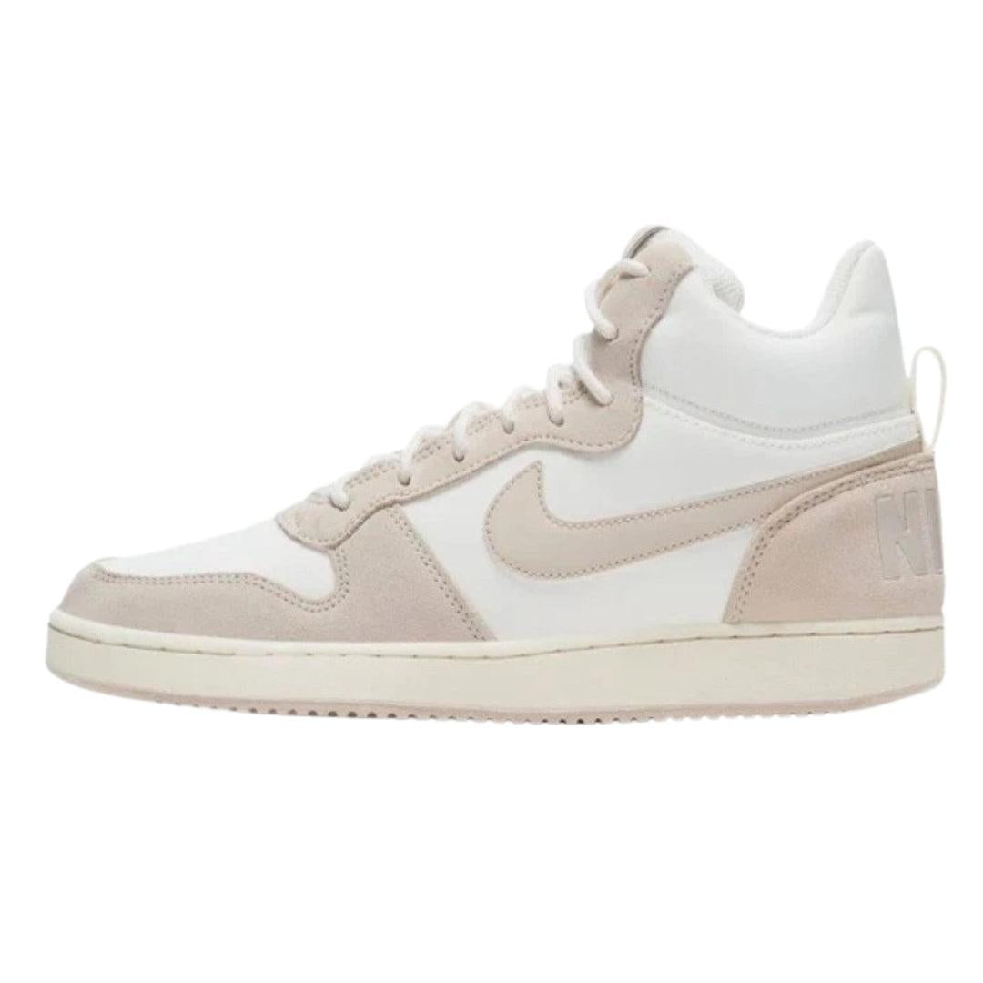 White-Beige - Side - Nike Womens-Ladies Court Borough Premium Leather Mid Cut Trainers