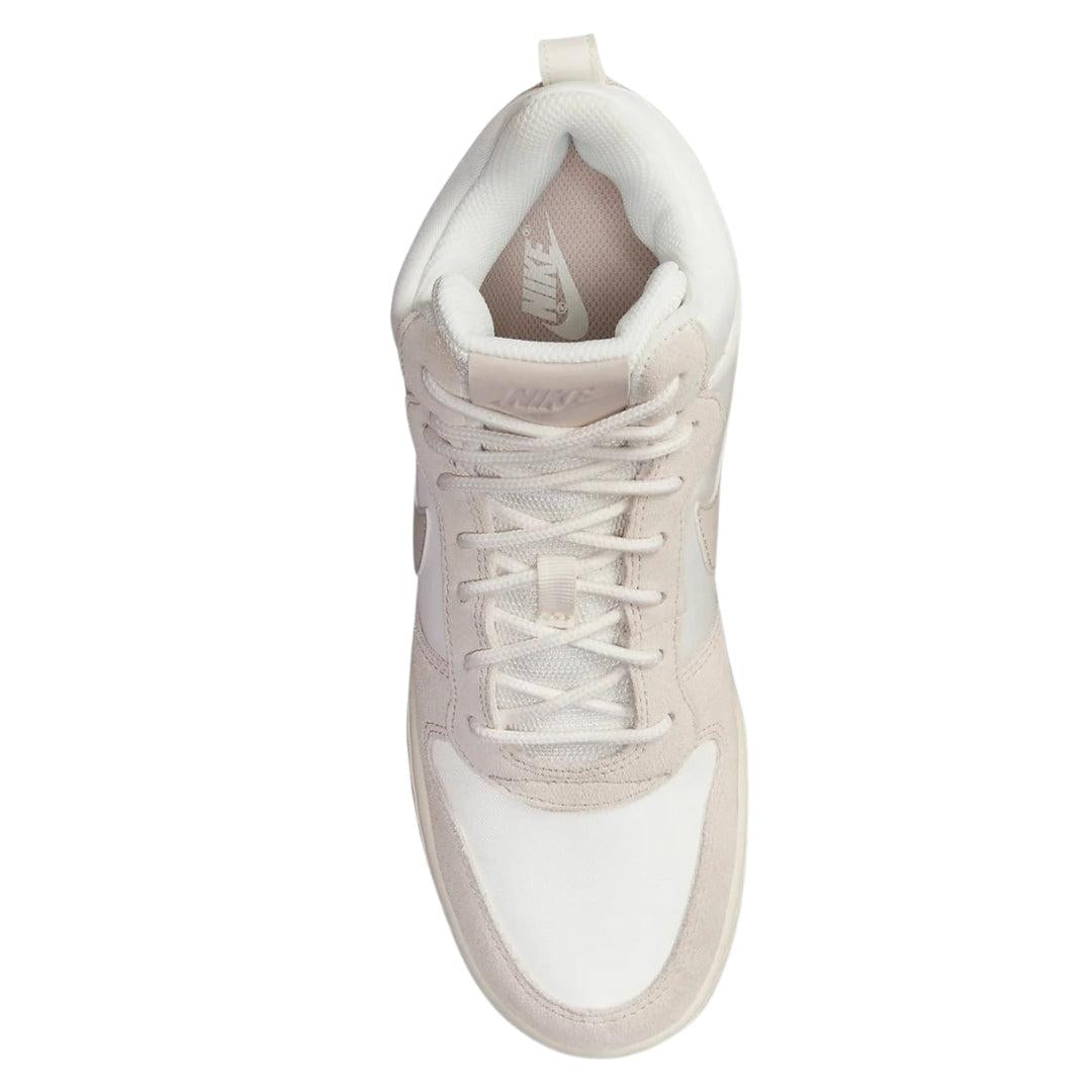 White-Beige - Pack Shot - Nike Womens-Ladies Court Borough Premium Leather Mid Cut Trainers