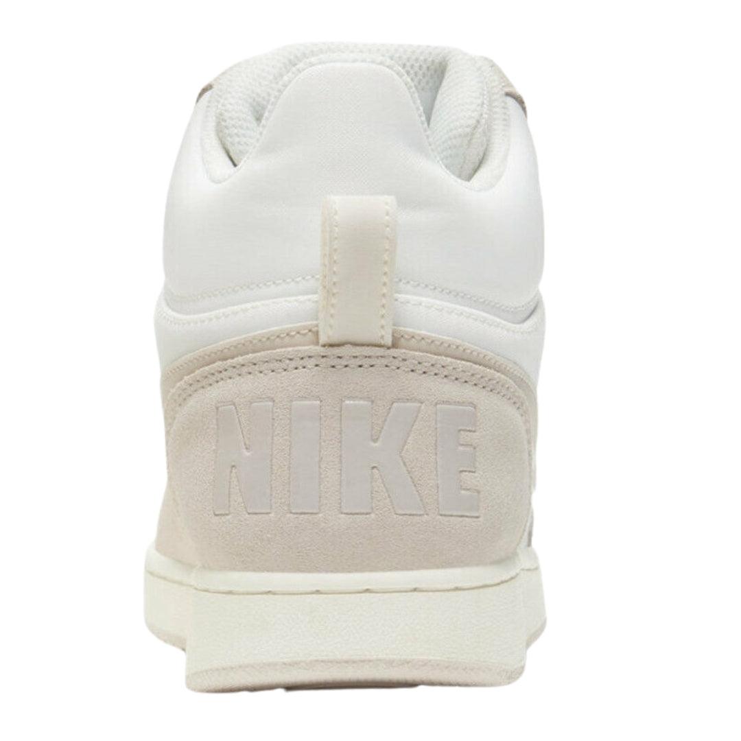 White-Beige - Close up - Nike Womens-Ladies Court Borough Premium Leather Mid Cut Trainers