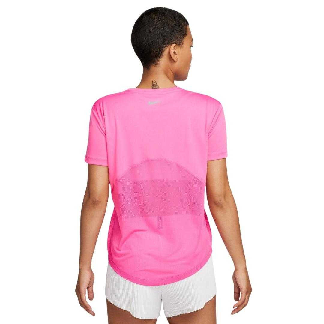 Pink - Back - Nike Womens-Ladies Dri-FIT Short-Sleeved Running Top