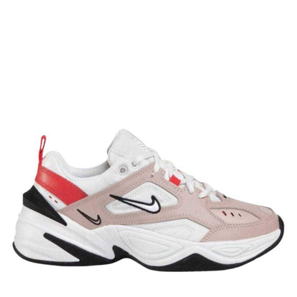 Stone-White-Track Red - Side - Nike Womens-Ladies M2K Tekno Leather Trainers