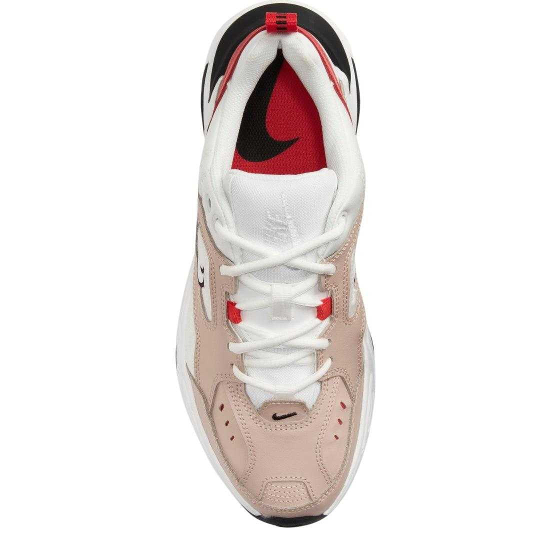 Stone-White-Track Red - Pack Shot - Nike Womens-Ladies M2K Tekno Leather Trainers