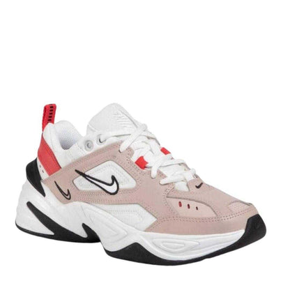 Stone-White-Track Red - Front - Nike Womens-Ladies M2K Tekno Leather Trainers