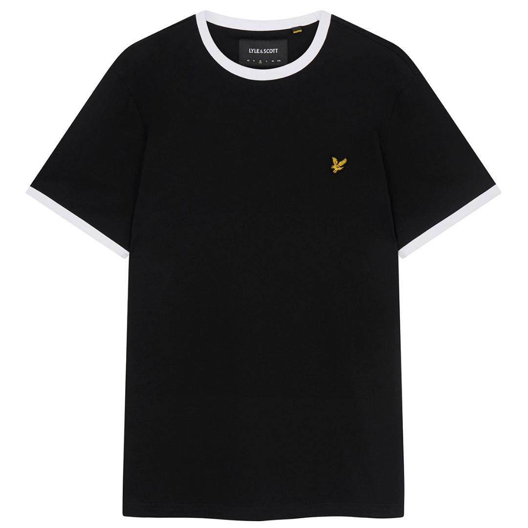 Black - Front - Lyle & Scott Mens Ringer T-Shirt