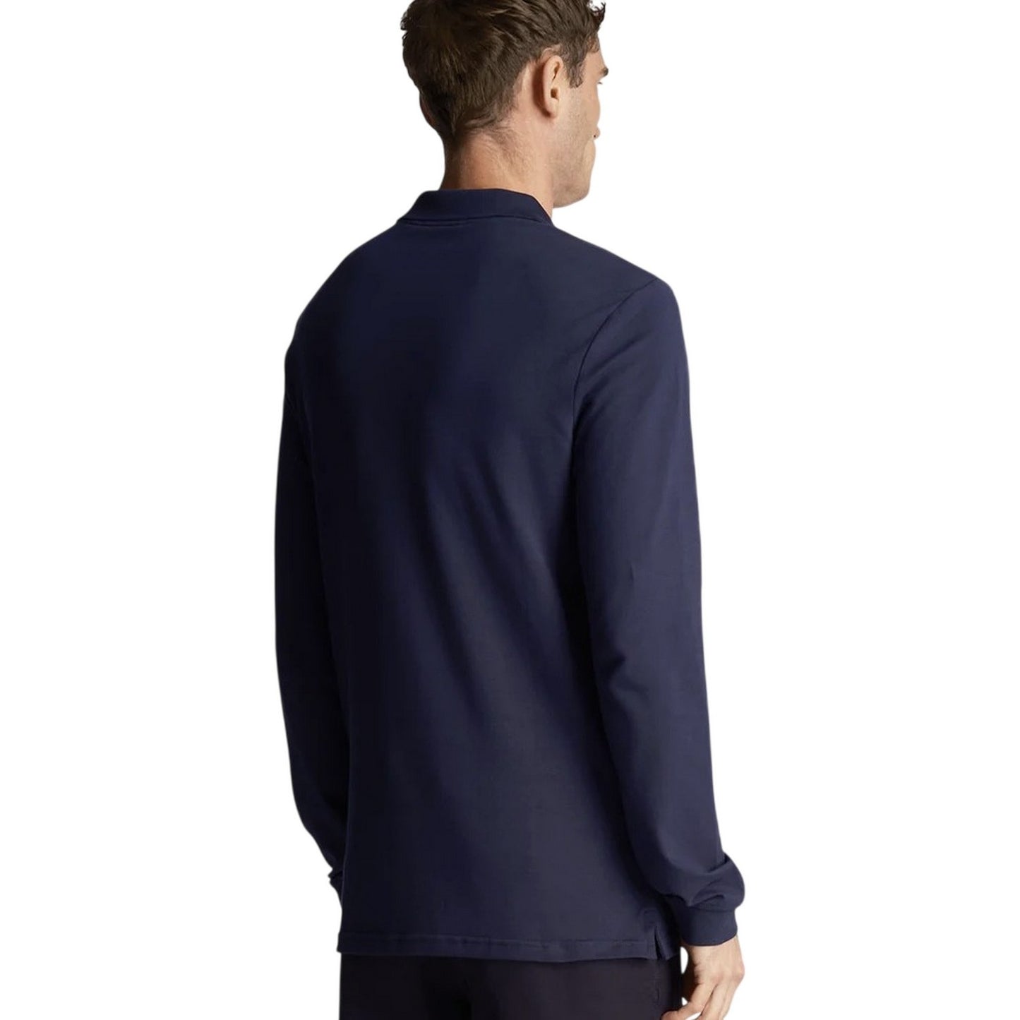 Navy Blue - Back - Lyle & Scott Mens Logo Long-Sleeved Polo Shirt