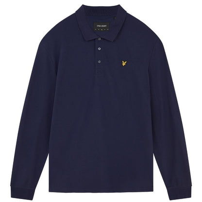 Navy Blue - Front - Lyle & Scott Mens Logo Long-Sleeved Polo Shirt