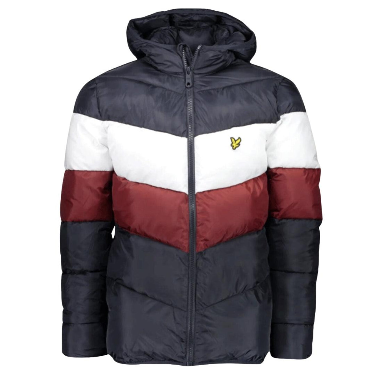 Navy Blue-White-Red - Front - Lyle & Scott Mens Colour Block Puffer Jacket