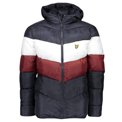 Navy Blue-White-Red - Front - Lyle & Scott Mens Colour Block Puffer Jacket