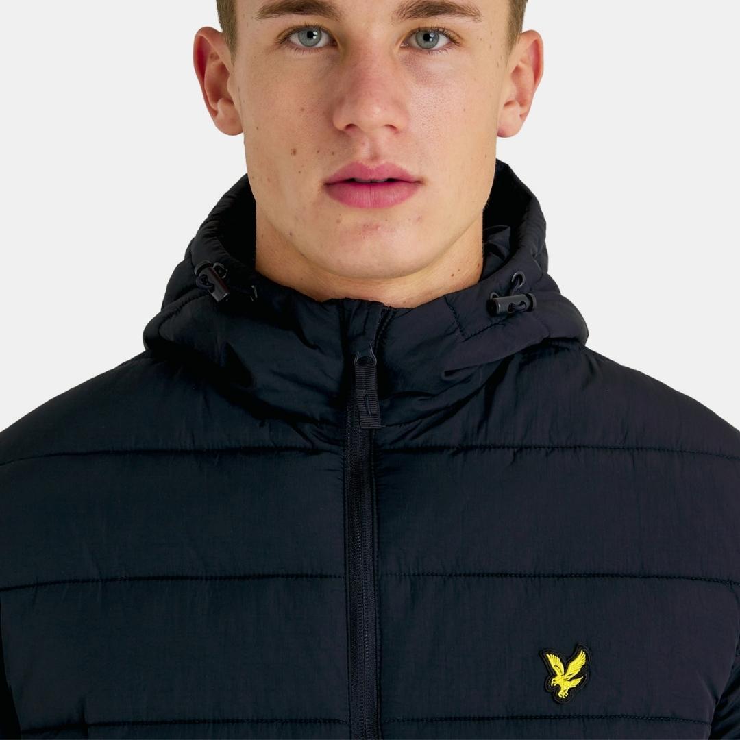 Black - Back - Lyle & Scott Mens Hooded Puffer Jacket