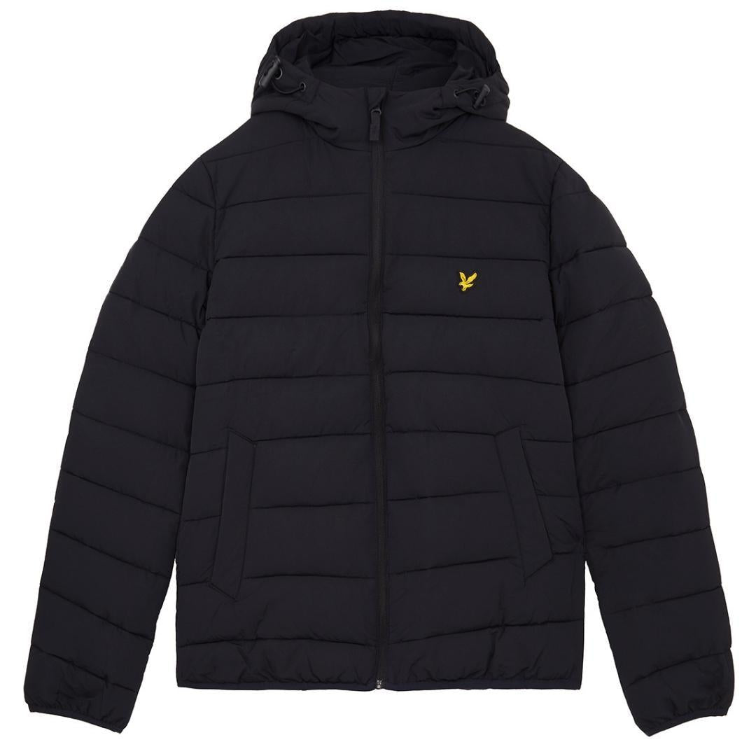 Black - Front - Lyle & Scott Mens Hooded Puffer Jacket