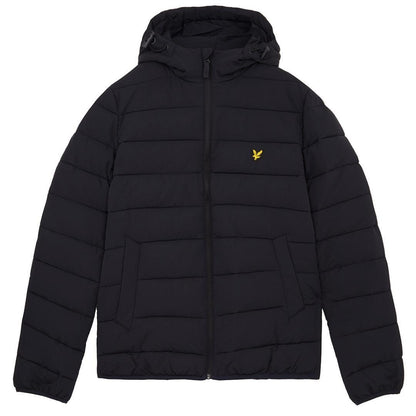 Black - Front - Lyle & Scott Mens Hooded Puffer Jacket
