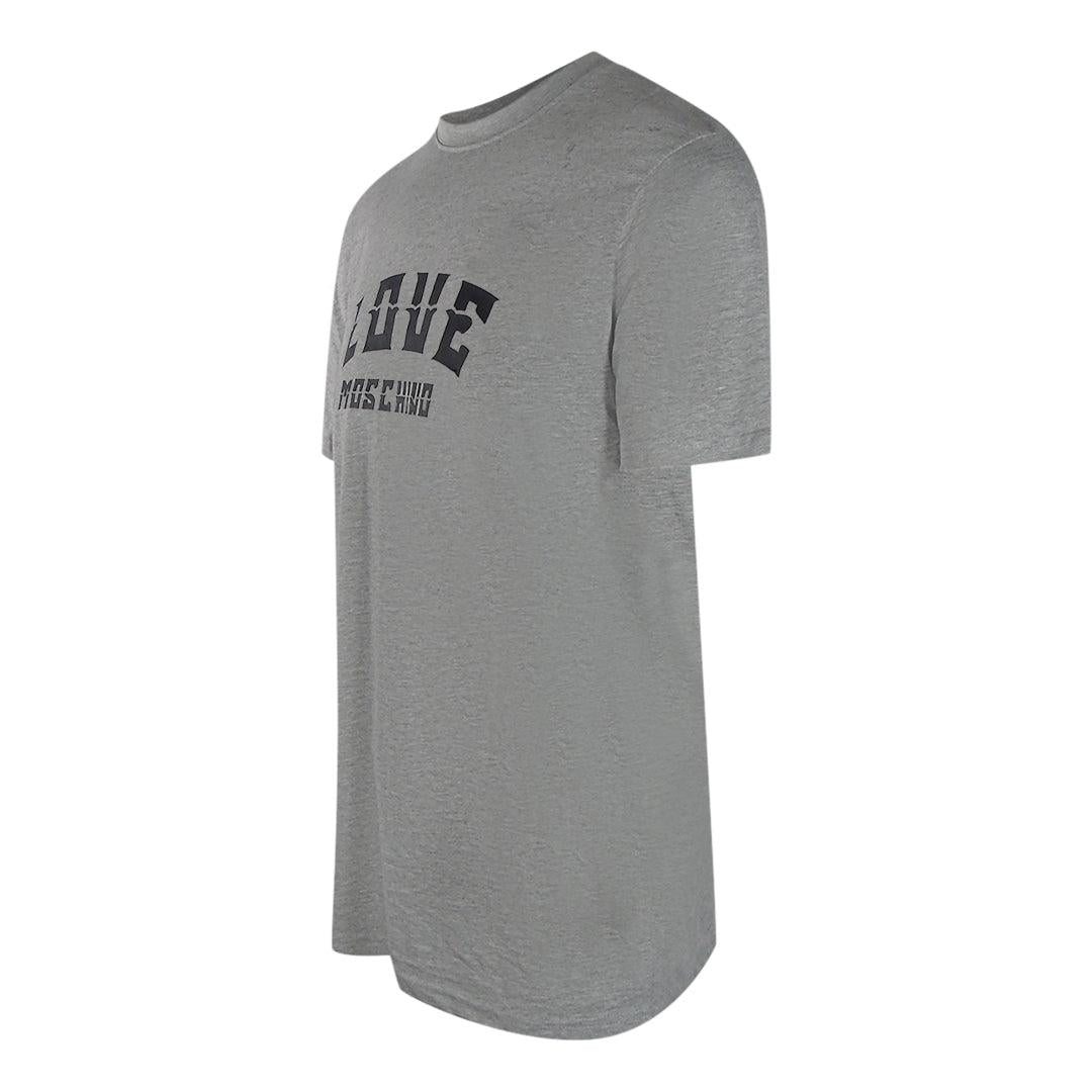 Grey - Side - Love Moschino Mens Bold Logo T-Shirt