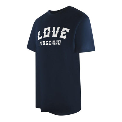 Navy Blue - Side - Love Moschino Mens Bold Logo T-Shirt