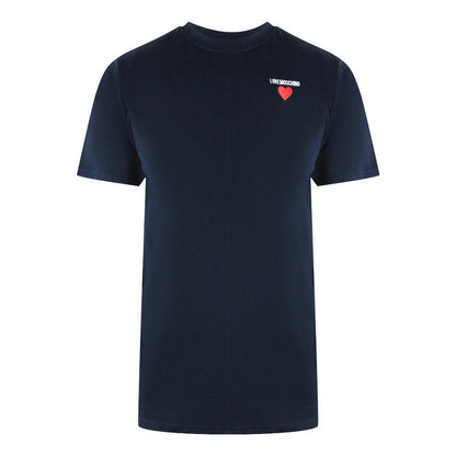 Navy Blue - Front - Love Moschino Mens Heart Logo T-Shirt