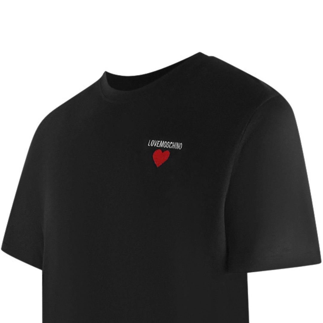 Black - Side - Love Moschino Mens Heart Logo T-Shirt