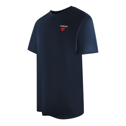 Navy Blue - Side - Love Moschino Mens Heart Logo T-Shirt