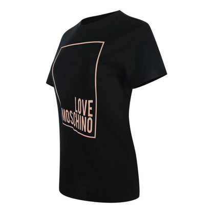 Black - Side - Love Moschino Womens-Ladies Box Logo T-Shirt
