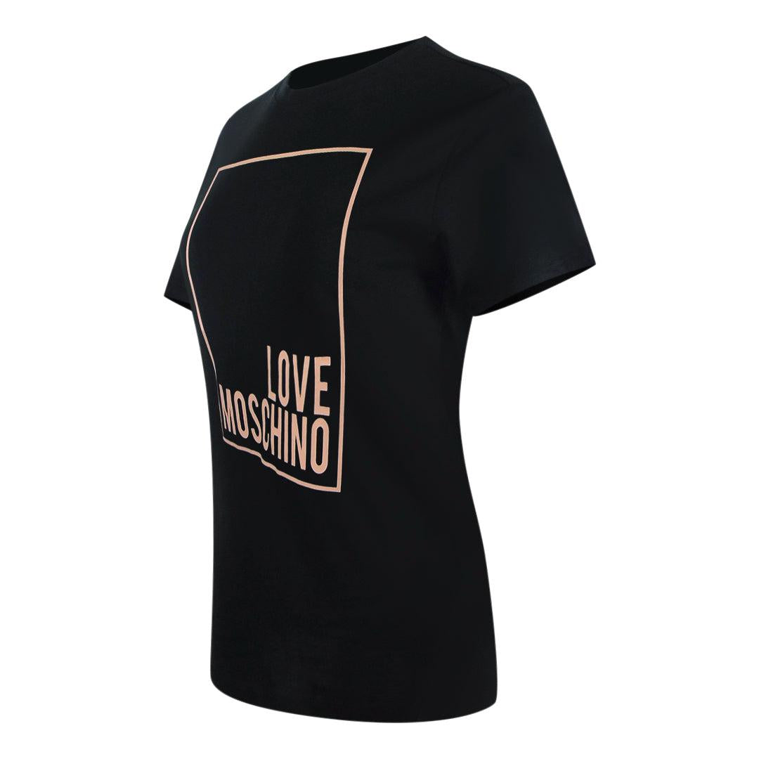 Black - Side - Love Moschino Womens-Ladies Box Logo T-Shirt