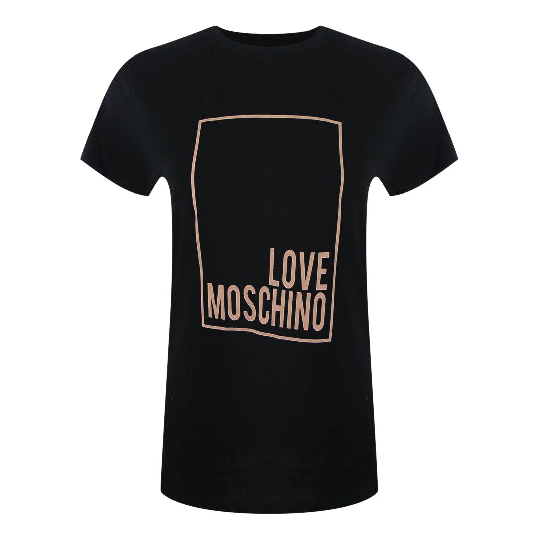 Black - Front - Love Moschino Womens-Ladies Box Logo T-Shirt