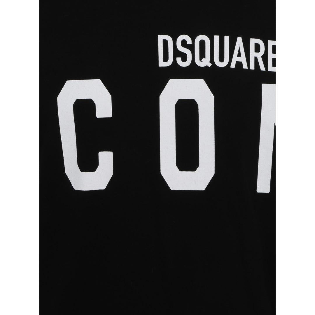 Black-White - Side - DSquared2 Unisex Adult Cool Large Icon Logo T-Shirt