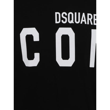 Black-White - Side - DSquared2 Unisex Adult Cool Large Icon Logo T-Shirt