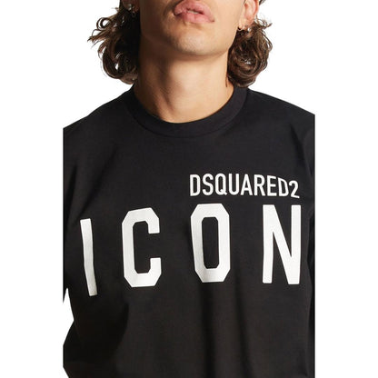 Black-White - Close up - DSquared2 Unisex Adult Cool Large Icon Logo T-Shirt
