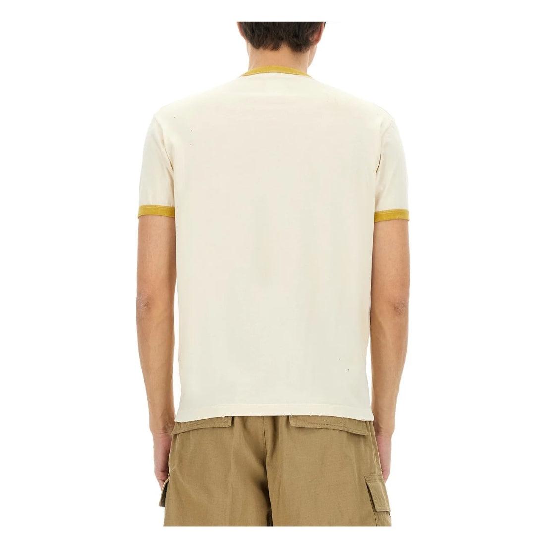 Milk White-Red - Pack Shot - DSquared2 Mens Cana-dude Logo T-Shirt