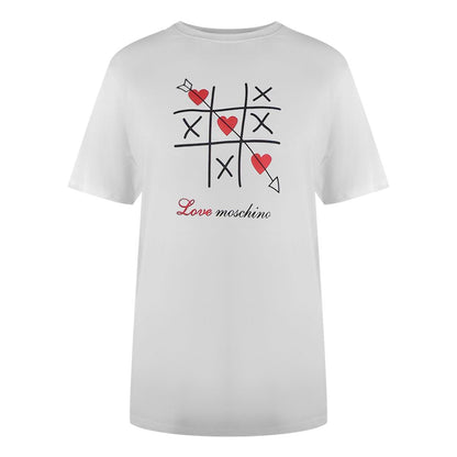 White - Front - Love Moschino Unisex Adult Tic-Tac-Toe T-Shirt