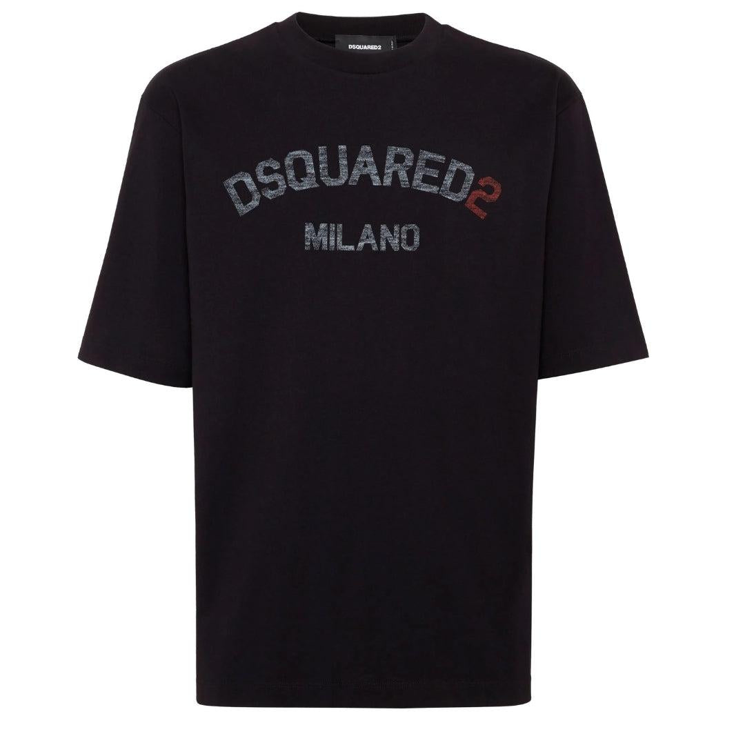 Black - Front - DSquared2 Mens Milano Logo T-Shirt