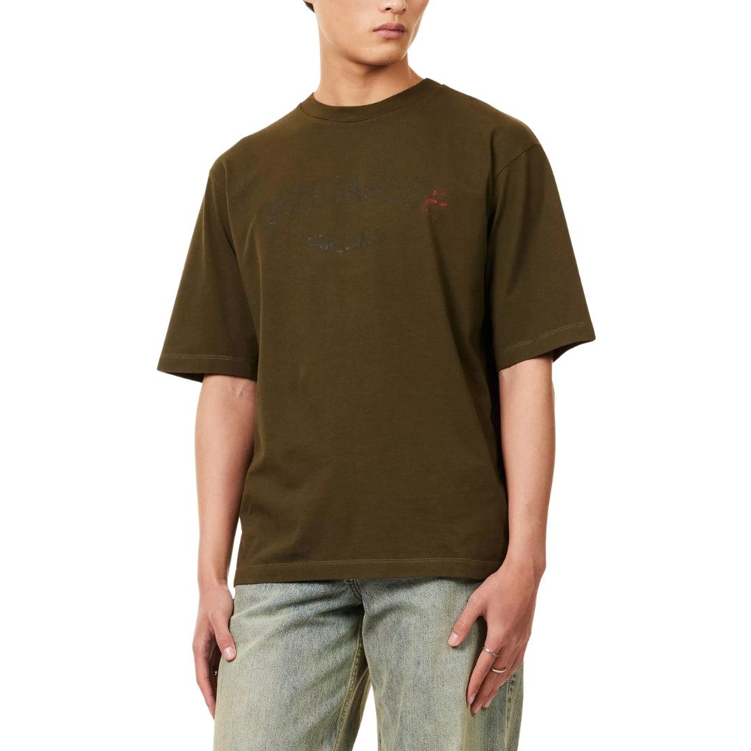 Military Green - Side - DSquared2 Mens Milano Logo Relaxed Fit Short-Sleeved T-Shirt