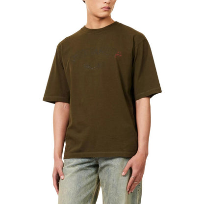 Military Green - Side - DSquared2 Mens Milano Logo Relaxed Fit Short-Sleeved T-Shirt