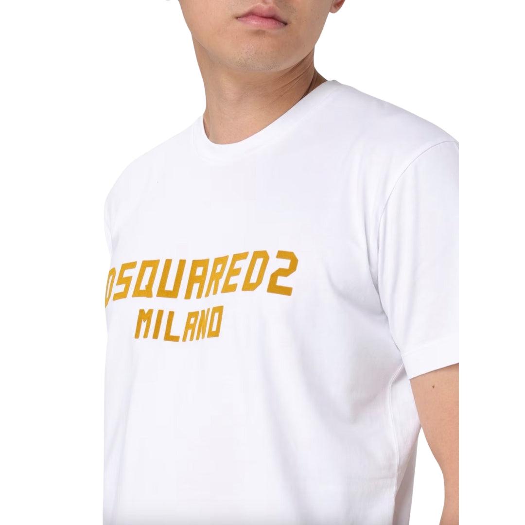 White - Close up - DSquared2 Mens Milano Cotton T-Shirt