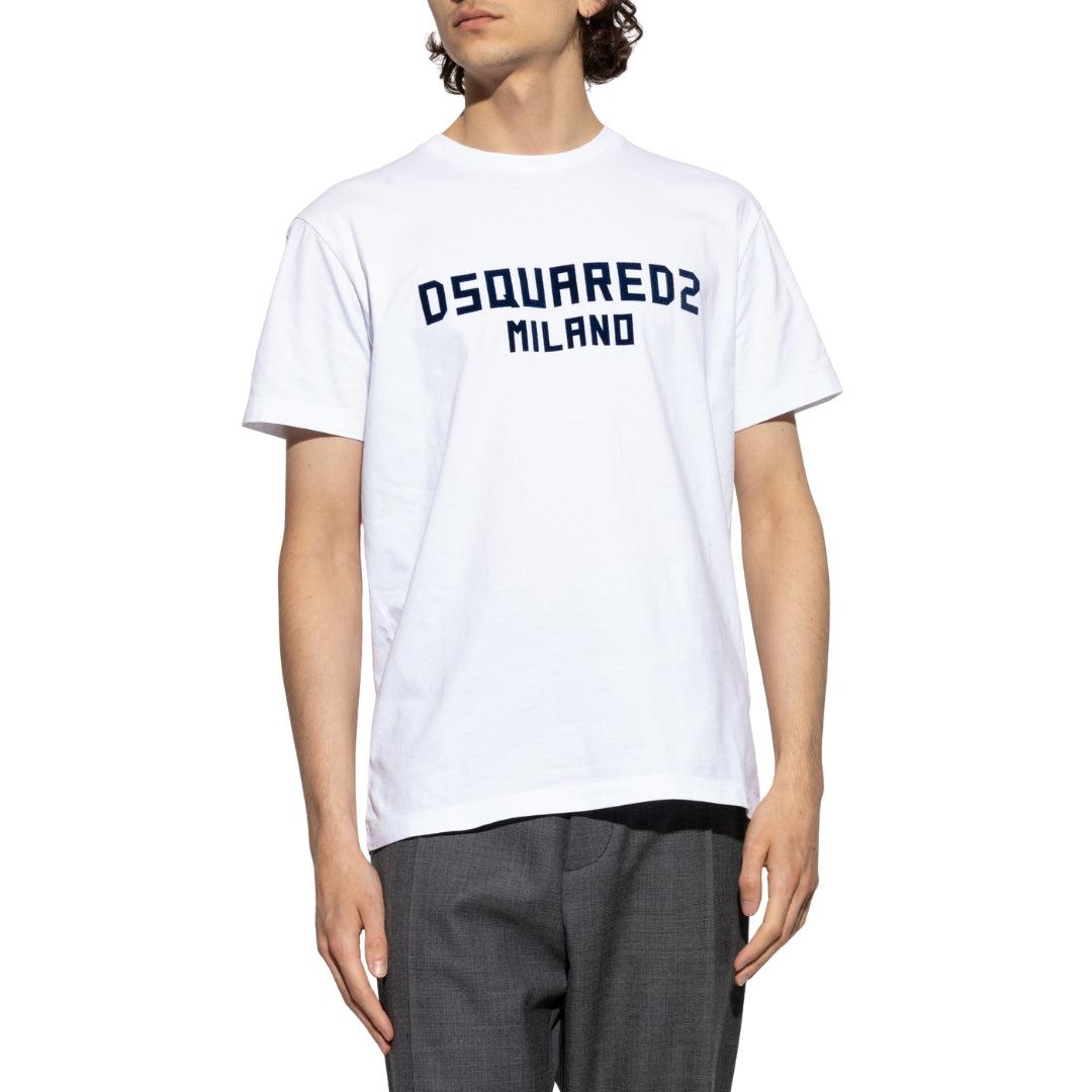 White-Black - Side - DSquared2 Mens Milano Cotton T-Shirt