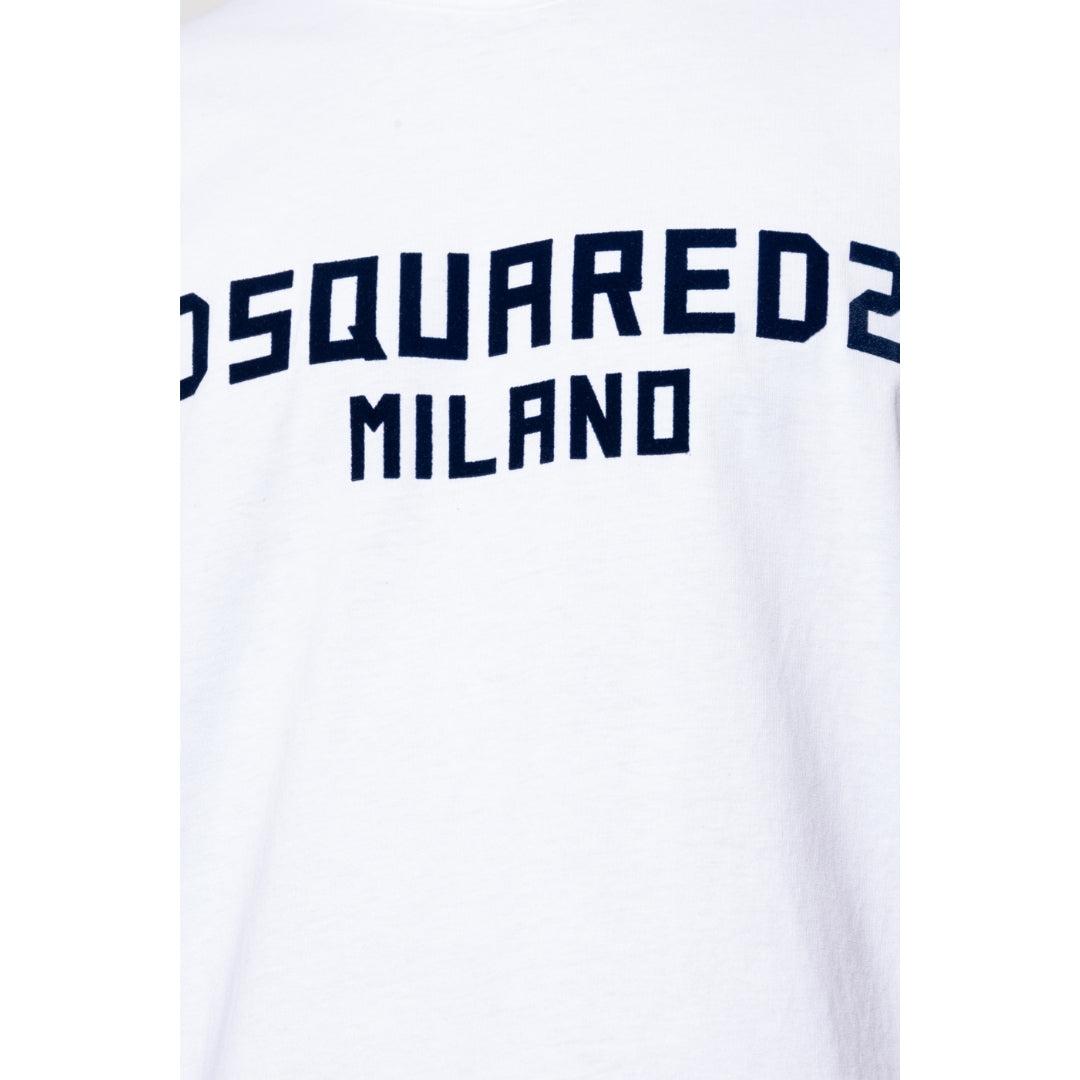 White-Black - Pack Shot - DSquared2 Mens Milano Cotton T-Shirt