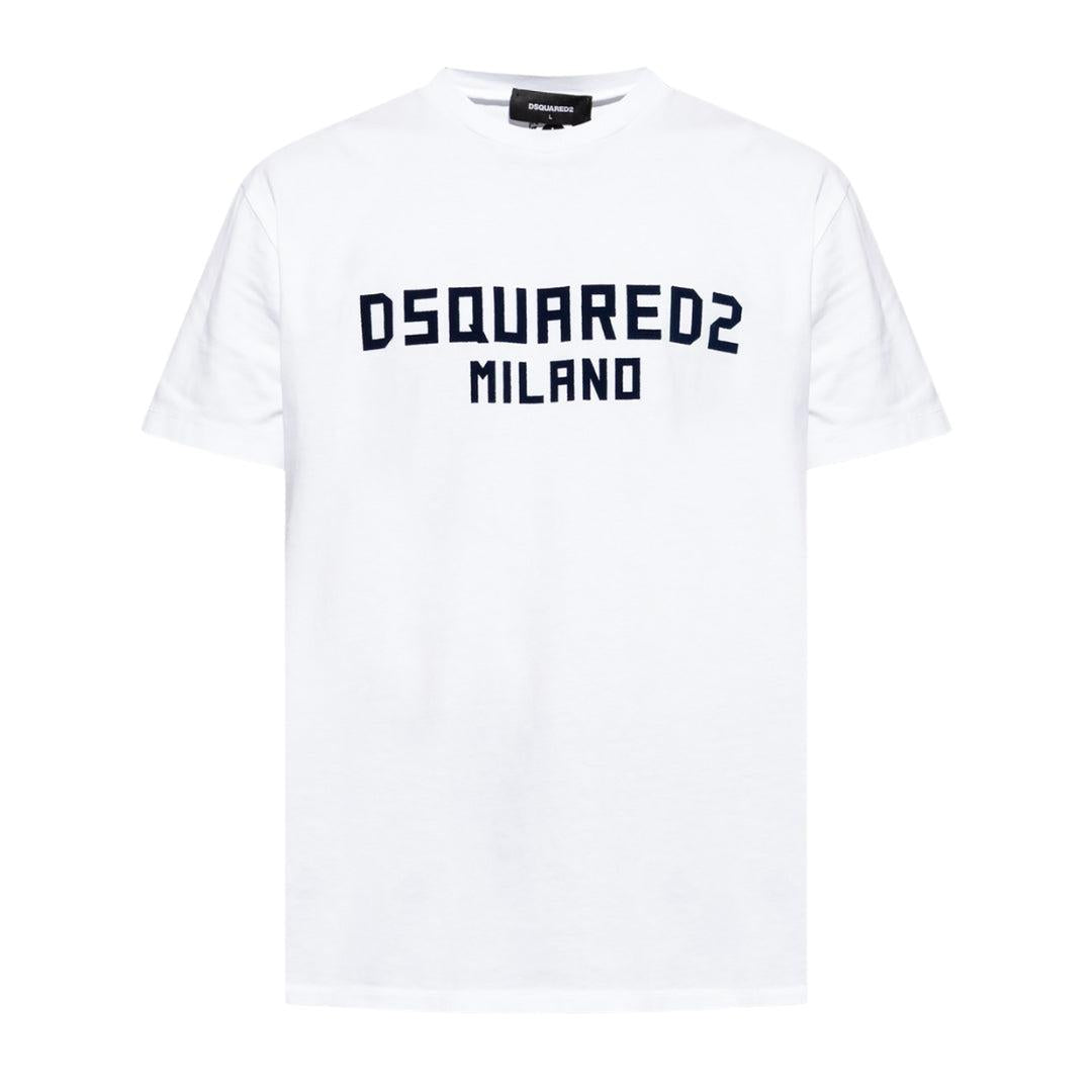 White-Black - Front - DSquared2 Mens Milano Cotton T-Shirt