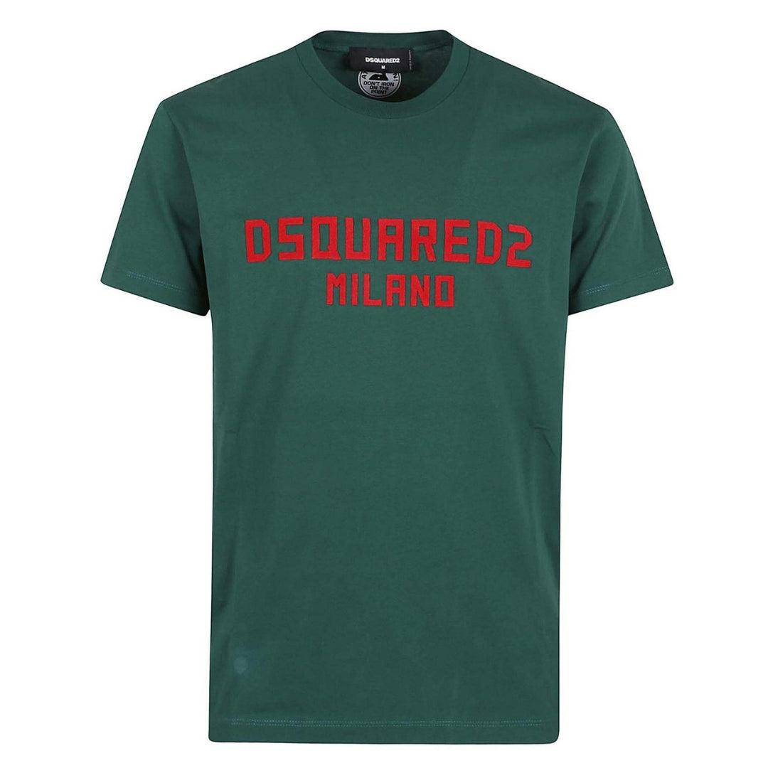 Green - Front - DSquared2 Mens Milano Cotton T-Shirt