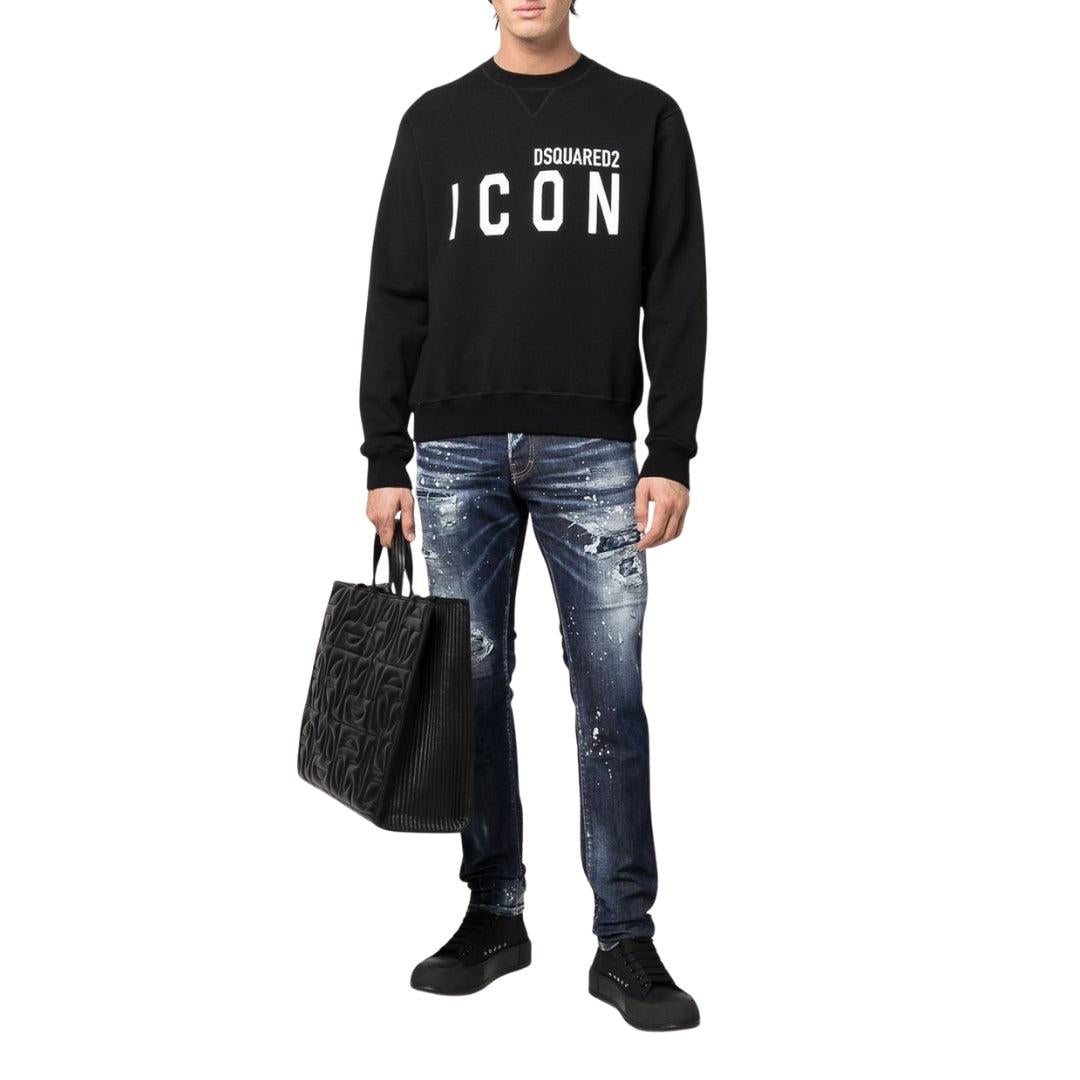 Black - Pack Shot - DSquared2 Unisex Adult Cool Icon Logo Sweatshirt