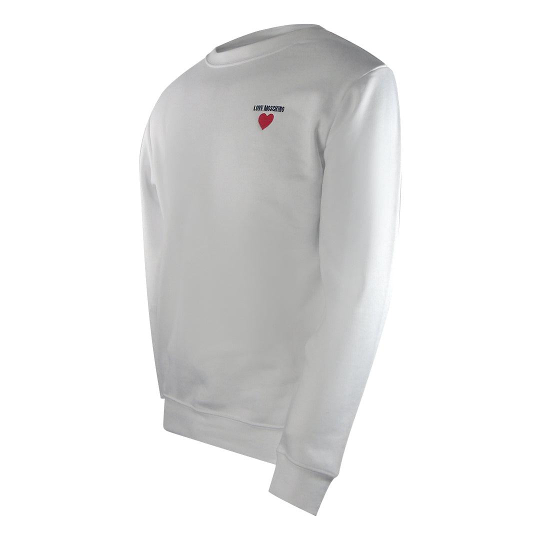 White - Side - Love Moschino Mens Heart Logo Sweatshirt