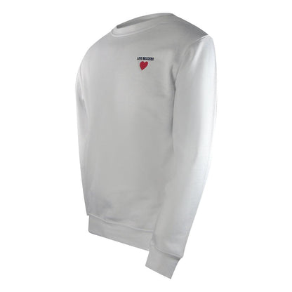 White - Side - Love Moschino Mens Heart Logo Sweatshirt