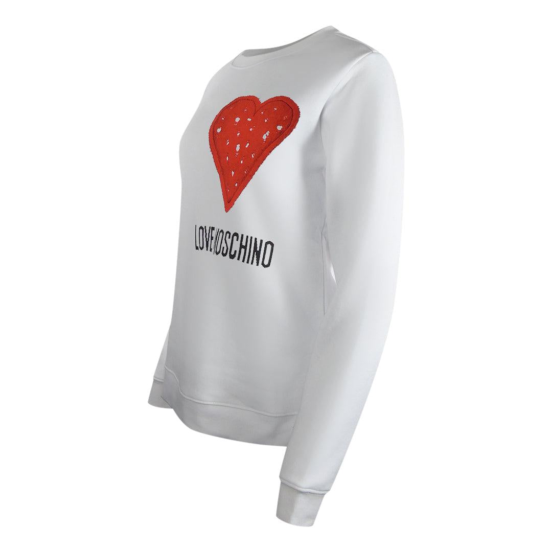 White - Back - Love Moschino Womens-Ladies Heart Logo Sweatshirt