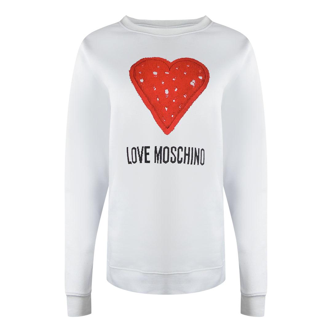 White - Front - Love Moschino Womens-Ladies Heart Logo Sweatshirt