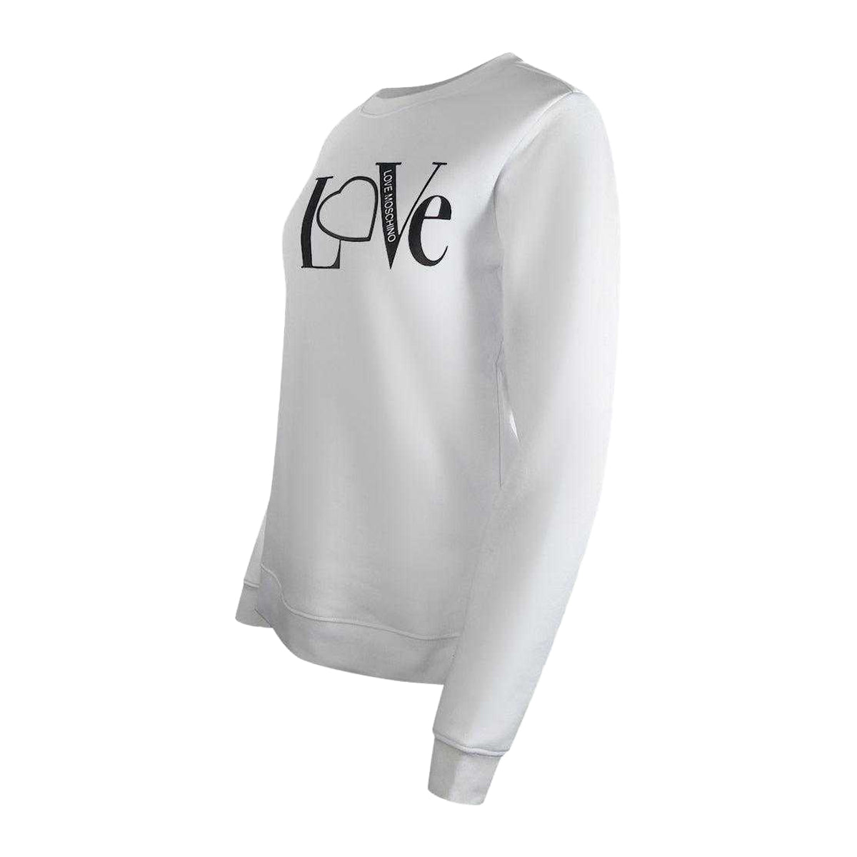 White - Side - Love Moschino Womens-Ladies Love Logo Long-Sleeved Sweatshirt