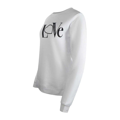 White - Side - Love Moschino Womens-Ladies Love Logo Long-Sleeved Sweatshirt