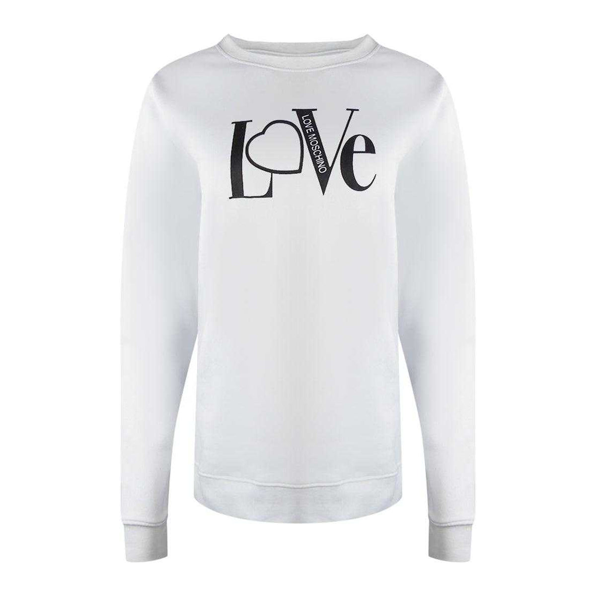 White - Front - Love Moschino Womens-Ladies Love Logo Long-Sleeved Sweatshirt