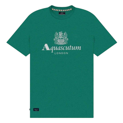 Vibrant Green - Front - Aquascutum Mens Bordeaux Big Logo T-Shirt