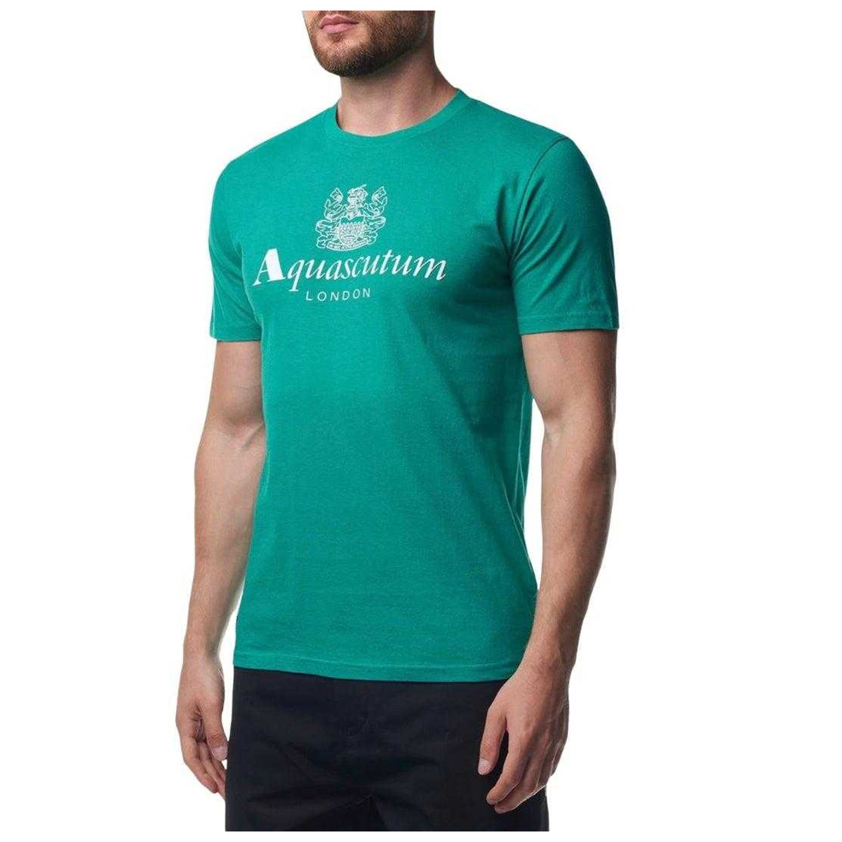 Vibrant Green - Lifestyle - Aquascutum Mens Bordeaux Big Logo T-Shirt