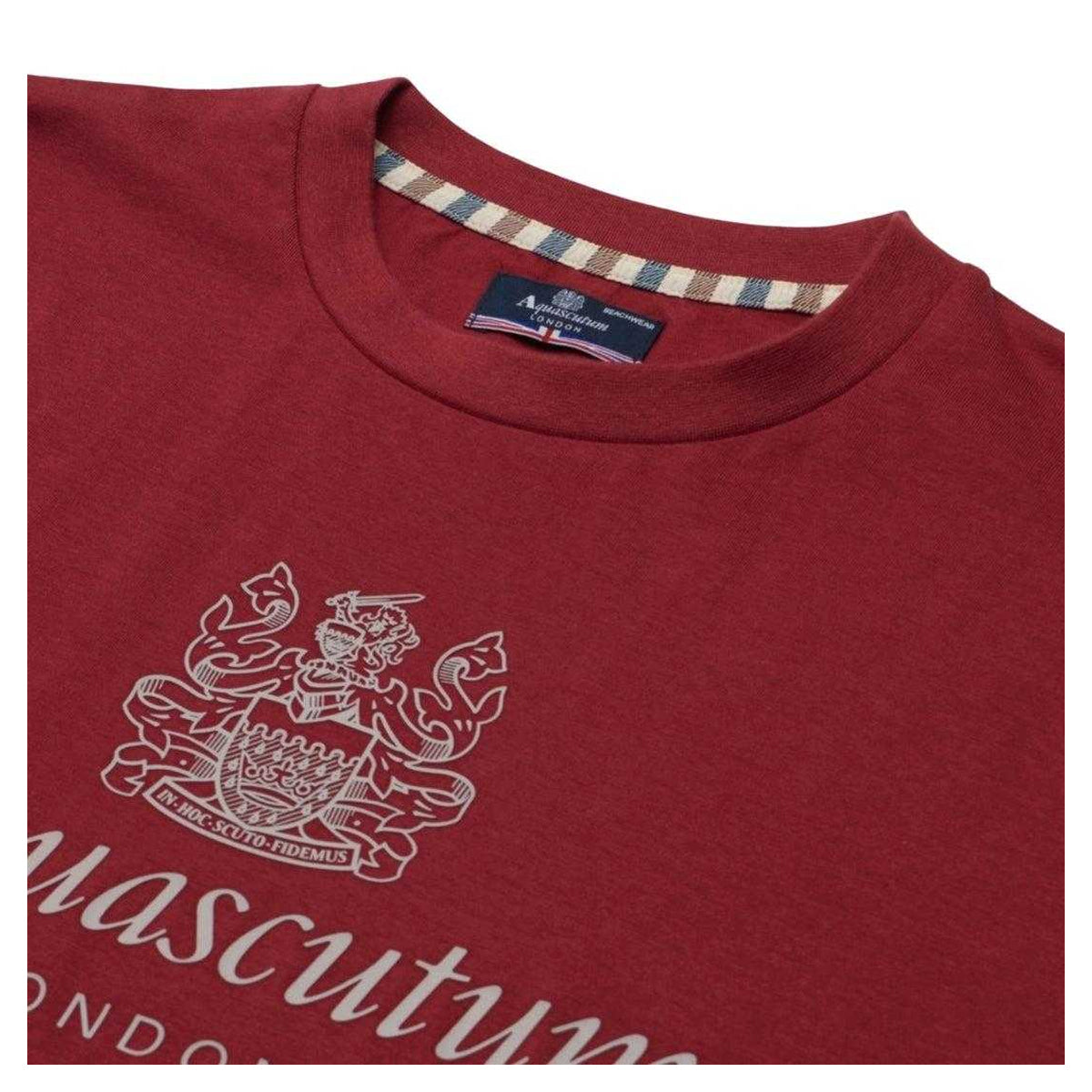 Bordeaux-Burgundy - Side - Aquascutum Mens Bordeaux Big Logo T-Shirt